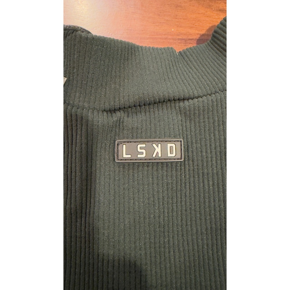 LSKD Minimal‎ Ribbed Seamless Dress Dark Forest Green Quarter Zip Size L NEW NWT - Picture 9 of 14